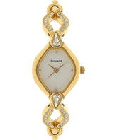 Sonata Women's White Dial Golden Metal Strap Watch, 8063YM03